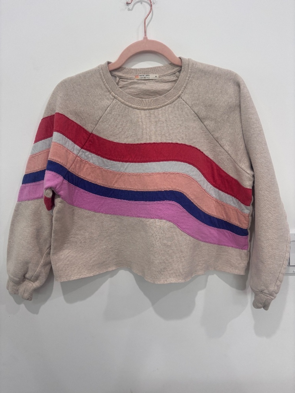 Marine Layer Archive Summit Sweatshirt Small Wave Stripe Cropped Pullover